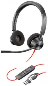 DIADEMA HP POLY 8X220AA BLACKWIRE C3320/ ALAMBRICA BINAURAL USB-A CON CANCELACION DE RUIDO Y MICROFONO CONTROL EN EL CABLE COLOR NEGRO CON NARANJA - Imagen 2