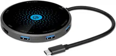 Docking Manhattan USB-C a HDMI USB-C PD 3xUSB-A Lector Tarjetas - Imagen 2