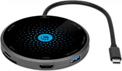 Docking Manhattan USB-C a HDMI USB-C PD 3xUSB-A Lector Tarjetas - Imagen 4