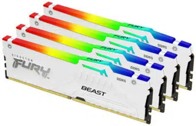 MEMORIA RAM DIMM KINGSTON FURY BEAST RGB BLANCO XMP 128GB KIT 4 DDR5 5200MTS CL40 KF552C40BWAK4 128
