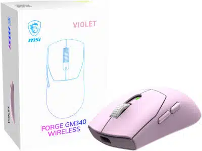 MOUSE MSI FORGE GM340 W VIOLET WIRELESS RGB 50 MILLION CLICKS SENSOR PIXART FORGE GM340 W VIOLET - Imagen 2