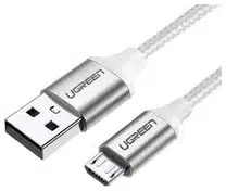 d11a9a5e76f2a163c4452e0cfaac23ed252e3c36-1 Ugreen Kabel USB Kabel micro USB QC 3.0 2.4A 2m (bialy) cable USB USB 2.0 USB A Micro-USB B 0.48 Gbit/s Plata - Imagen 1