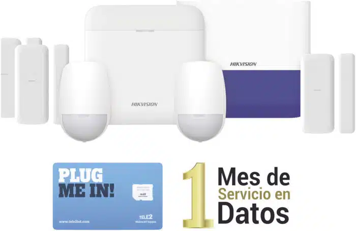 (AX PRO) KIT de Alarma AX PRO con GSM (3G/4G) / Incluye: 1 Hub / 2 Sensores PIR / 3 Contactos Magnéticos mini / 1 Control Remoto / 1 Sirena Inalambrica Exterior  / 1 WiFi / 1 MICROSIM30M2M con 1 mes de servicio/Compatible con Hik-Connect P2P